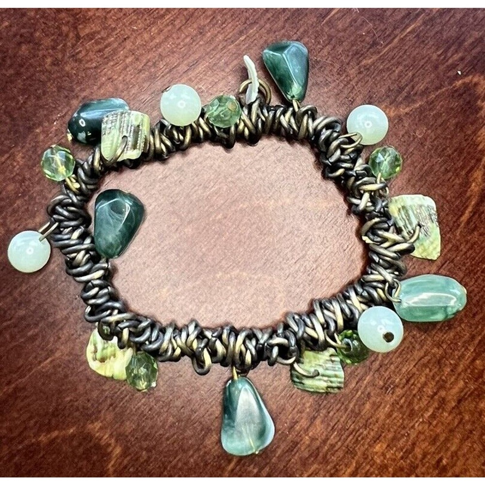 Vintage Multicolor, Moonglow, Glass Crystals, Shells, Stretch Bracelet